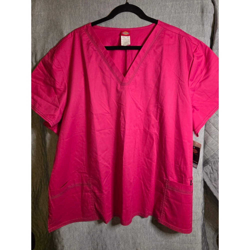 787 Dickies Gen Flex Hot Pink V-Neck Scrub Top DK800 5XL NWT